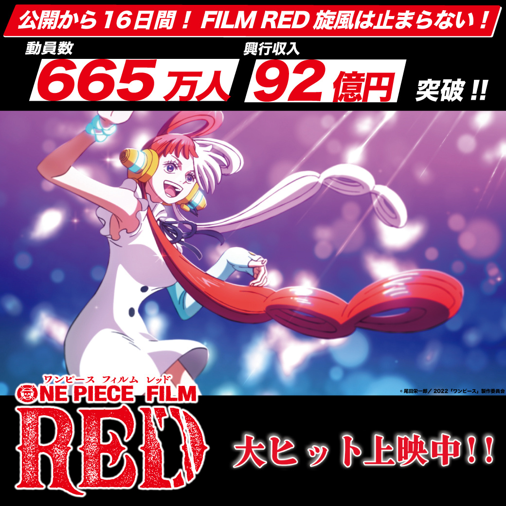 《海賊王：紅發歌姬》就已經達到了92億日元、觀影人數665萬人！插圖