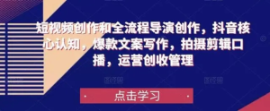 短視頻創作和全流程導演創作，抖音核心認知，爆款文案寫作拍攝剪輯口播插圖