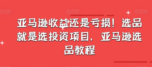 亞馬遜收益還是虧損！選品就是選投資項目，亞馬遜選品教程插圖