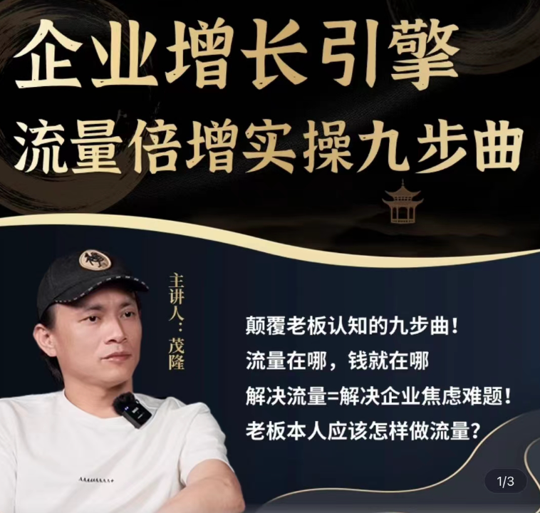 【茂隆】企業增長引擎流量倍增實操九步曲，一套課程幫你找到快速、簡單、有效、可復制的獲客+變現方式插圖